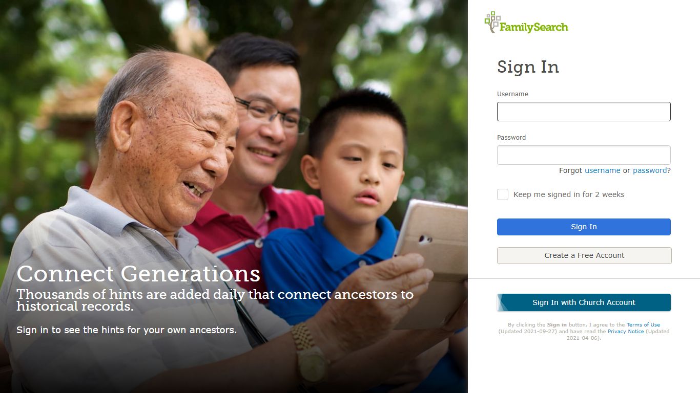 FamilySearch: Sign In